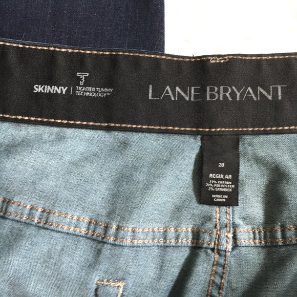 LANE BRYANT Dark Denim Tighter Tummy Tech Skinny Jeans Sz 28 - Picture 11 of 13